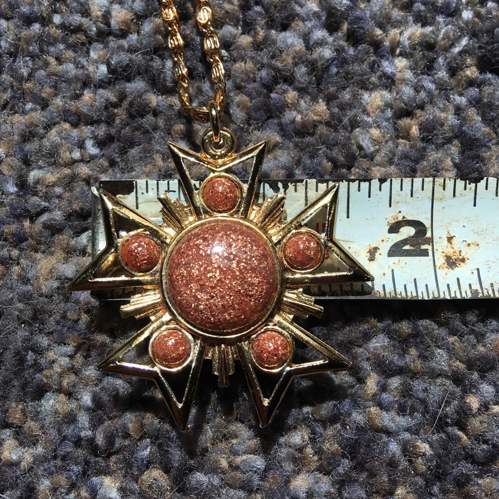 Vintage Glitzy Sun Pendant Necklace - Picture 8 of 15